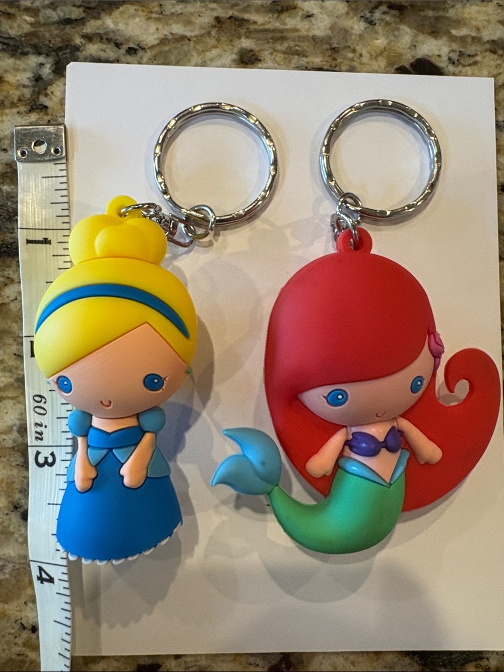 Disney Blue Princess and Red-Haired Mermaid Keychain Set